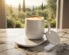 Portable Coffee Ceramic Mug Set With Warming Coaster