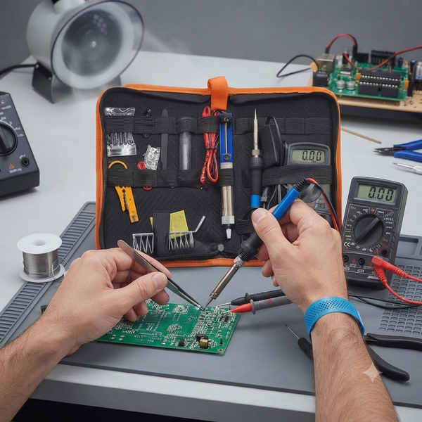 16 Piece Soldering Kit With Meter And Stand