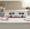 2 Burner Stainless Steel Gas Stove with Hose and Regulator