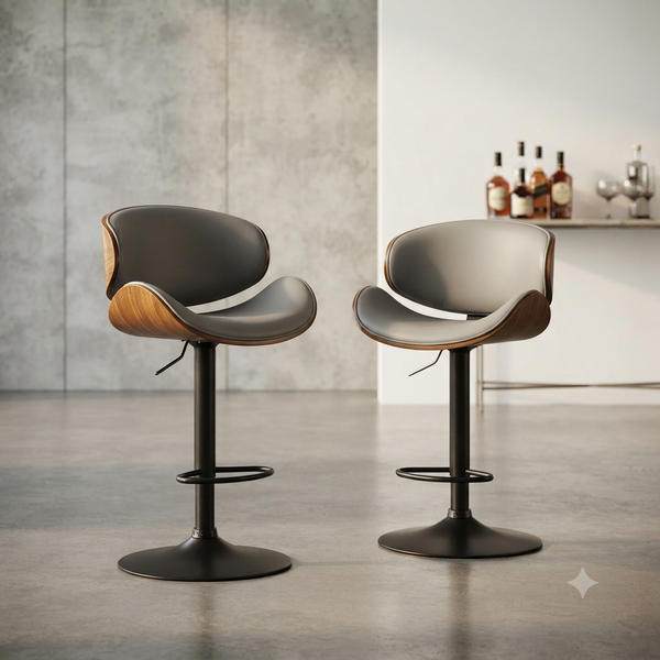 Modern Swivel Bar Chair with Upholstered Seat