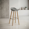Modern Counter Stool with Curved Seat and Wooden Legs