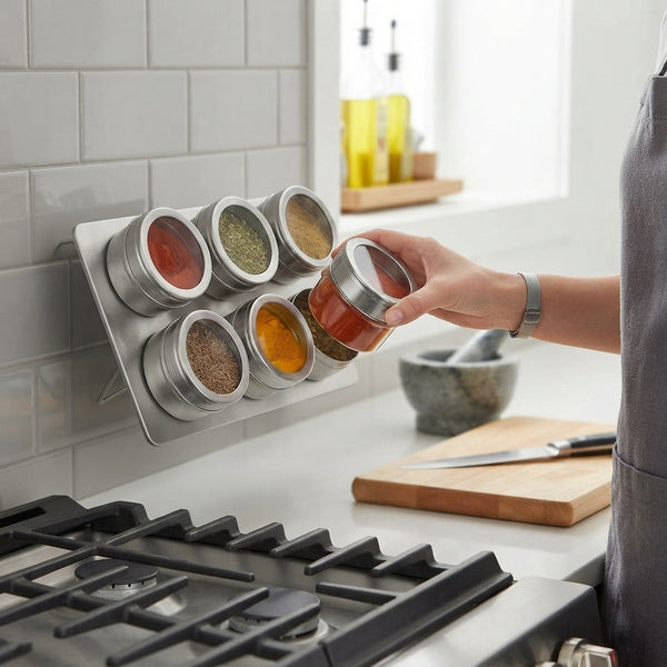 Stainless Steel Magnetic Spice Rack 6 Piece