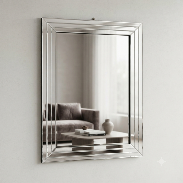 Modern Rectangular Bevelled Wall Mirror