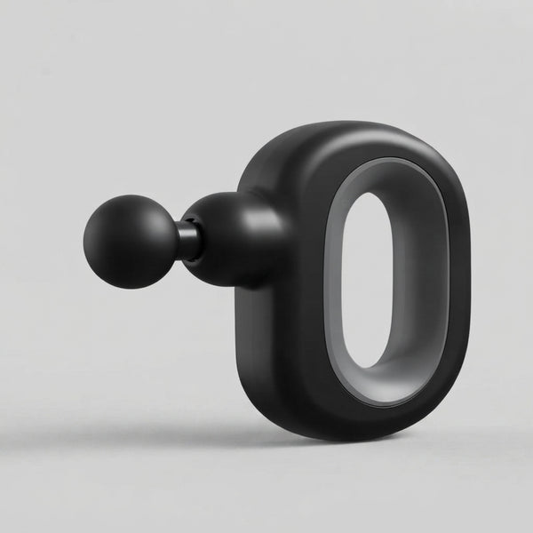 Donut-Shape Handheld Massager displayed at an angle highlighting its compact, rounded design and distinct grip feature.