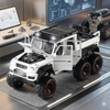 Scale Diecast 6x6 Off-Road Truck Model with open doors and hood, showcasing detailed design and rugged features.