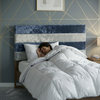 Modern Striped Upholstered Headboard with Wooden Frame