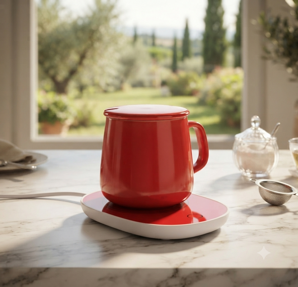 Portable Coffee Ceramic Mug Set With Warming Coaster