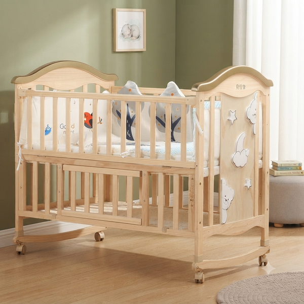 Adjustable Wooden Baby Crib