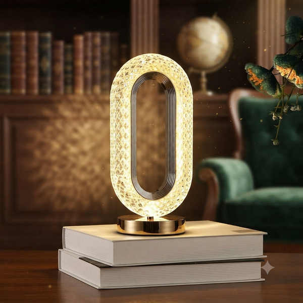 Oval Crystal Table Lamp