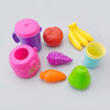 Colour Match Pretend Juicer & Food Play Set with colorful toy fruits, cups, and juicer for pretend play.
