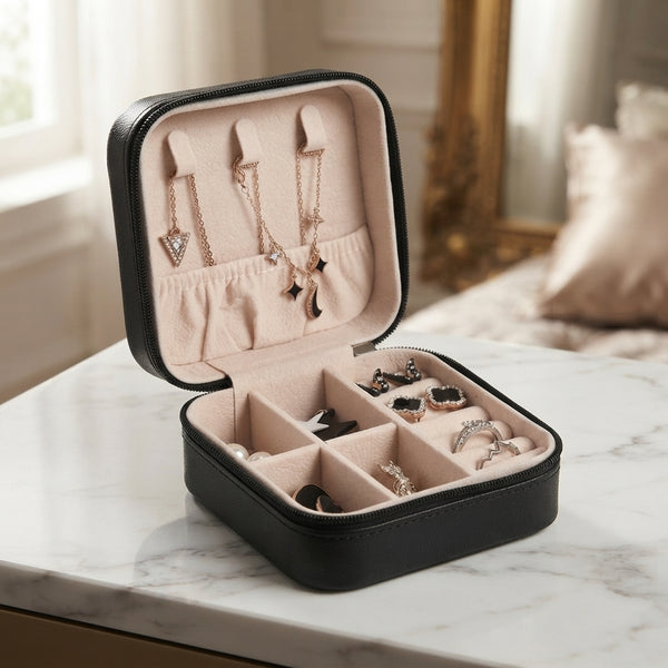 Portable Travel Leather Mini Jewellery Storage Box