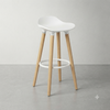 Modern Counter Stool with Curved Seat and Wooden Legs