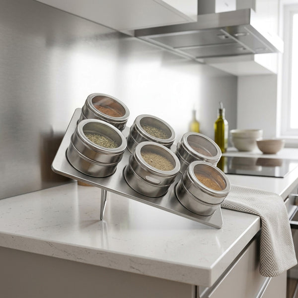 Stainless Steel Magnetic Spice Rack 6 Piece