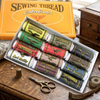 12-Color Boxed Household Sewing Thread Set displayed in a stylish box with various colors and patterns.