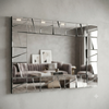 Geometric Mosaic Wall Mirror with Decorative Beveled Frame