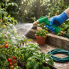 Adjustable High Pressure Garden Water Gun watering vibrant plants in a garden