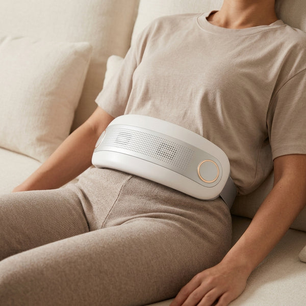 Wireless Heated Waist Massage Belt comfortably worn around the waist for soothing heat and massage.