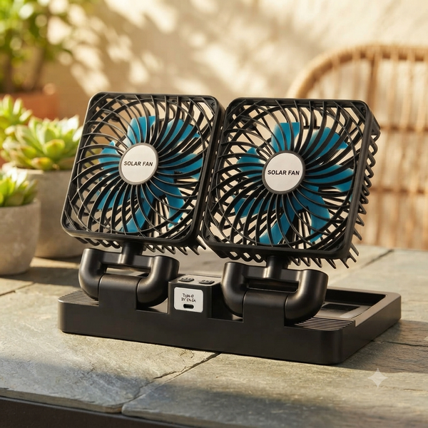 Desktop Rotatable Double Solar Charging Fan