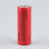Rechargeable Cylindrical Battery Cell in red, designed for electronic applications with safety markings.