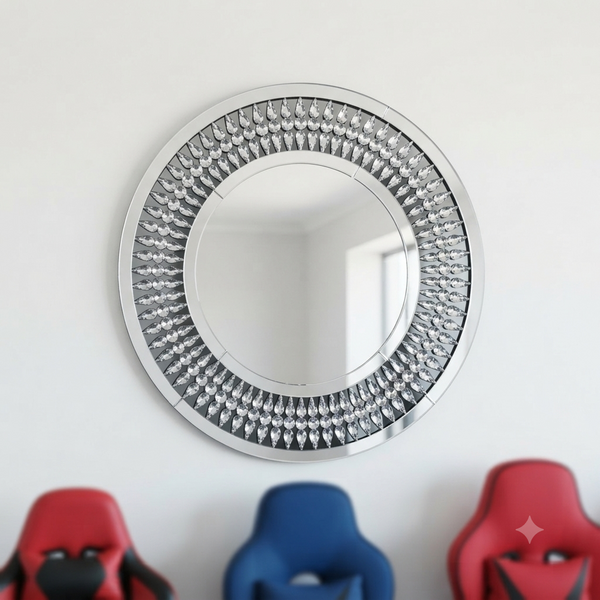 Round Decorative Crystal Wall Mirror