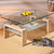 Perfect Dealz Glass Coffee Table with Wooden Accent