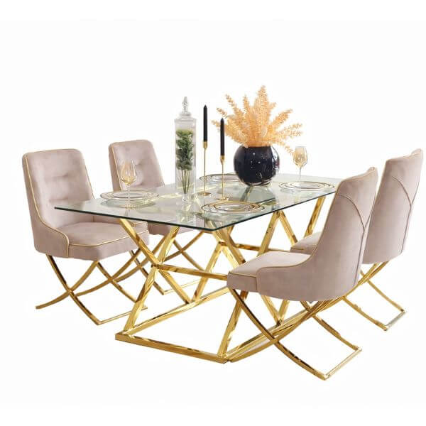 Perfect Dealz Gold Accent Dining Room Table Set