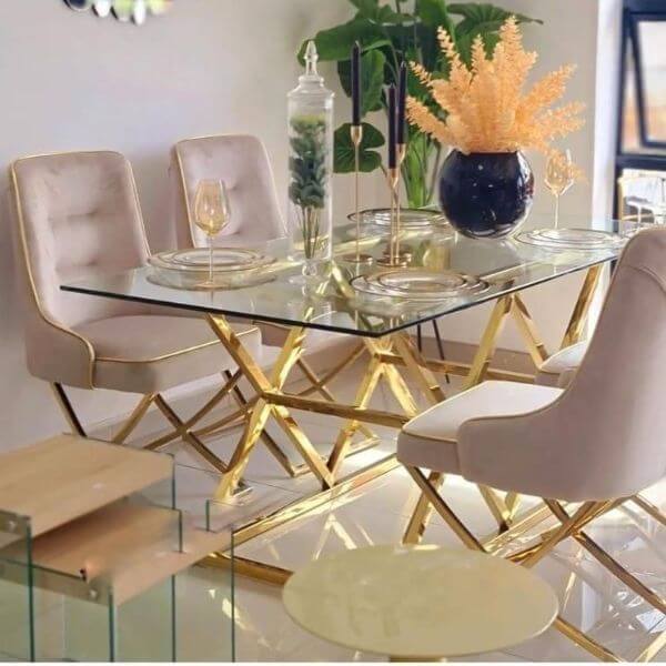 Perfect Dealz Gold Accent Dining Room Table Set