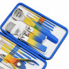 Gradient Colour 16-Piece Nail Clipper Travel Set laid out in a blue case, showcasing various nail care tools.