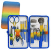 Gradient Colour 16-Piece Nail Clipper Travel Set featuring various stainless steel nail tools in a compact case.