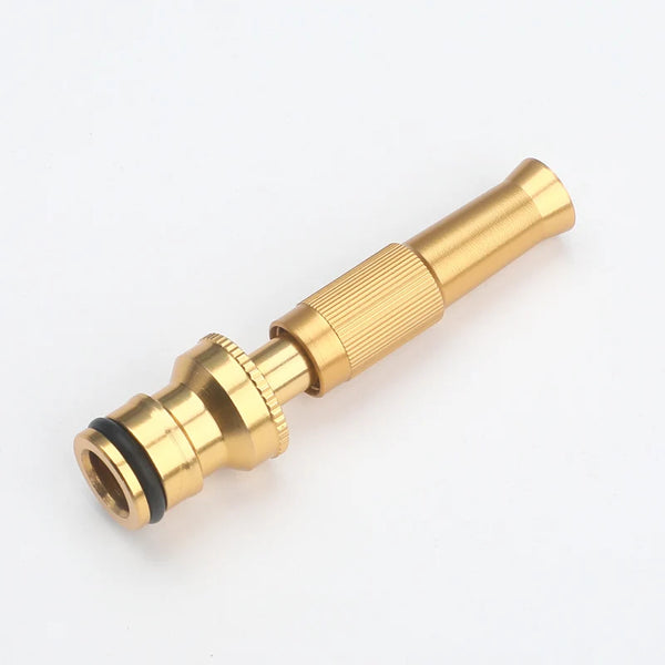 Heavy Duty Brass High Pressure Hose Nozzle for effective outdoor cleaning and watering needs.
