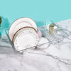 Metal Wire Dish Drying Rack with plates and cups, designed for efficient drying and kitchen organization.