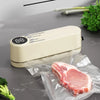 Handheld Vacuum Sealer for Food sealing a pork chop with vegetables on the side, showcasing kitchen efficiency.