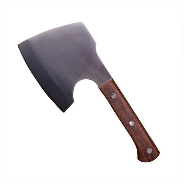 Handmade Forged Heavy Duty Cleaver with a wooden handle, ideal for chopping meat and dense vegetables.