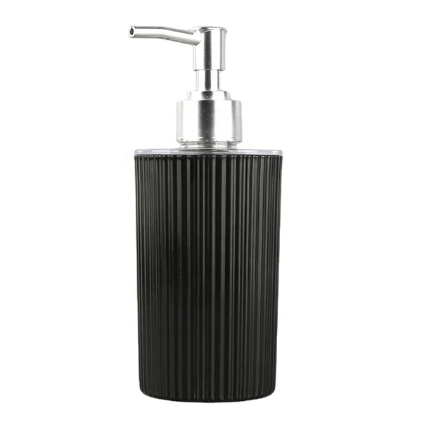420ML Plastic Lotion Bottle Shampoo Gel Soap Dispenser in black with silver pump for modern bathrooms.
