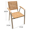 Outdoor Teak and Aluminium Dining Table with 4 Armchairs - teak and aluminium armchair dimensions.