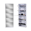 5 Tier Mirrored Shoe Cabinet with Flip Down Drawers featuring mirrored front and spacious shelving for shoe storage.