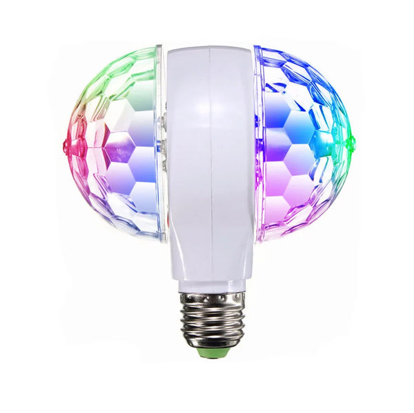 RGB Color Changing DJ Disco Light Projector showcasing vibrant color patterns in a compact, bulb-shaped design.