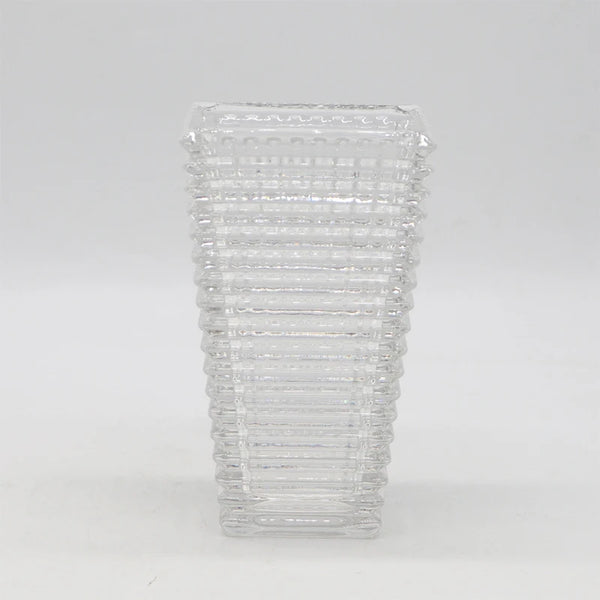 Textured Glass Vase with Beaded Geometric Pattern
