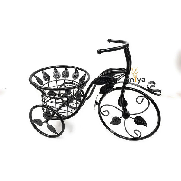 Metal Tricycle Planter Stand with Basket for Patio and Garden