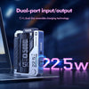 Rechargeable LED Emergency Light with Removable Battery showcasing dual-port input/output and 22.5W charging capability.