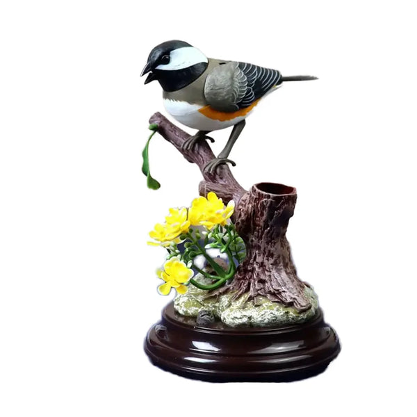 Voice Control Simulation Home Decorative Toy designed as a sound-activated interactive bird figurine with flowers.