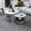 Modern Black Coffee Table with elegant marble tops and stylish metal base in a contemporary living room setting.