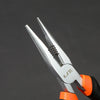 Close-up of 6-inch Long Nose Combination Pliers showcasing precision gripping and cutting design.