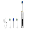Electric Sonic Toothbrush for Adults with 4 Brush Heads and charging cable.