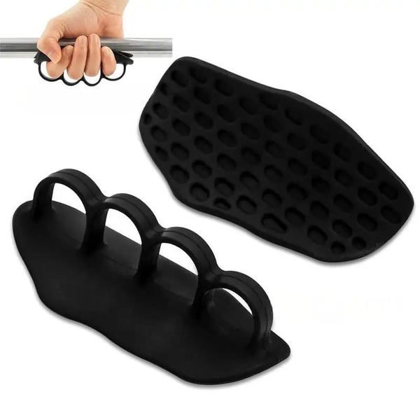 Ergonomic Anti-Slip Rubber Workout Grips shown in hand and close-up view for optimal grip during workouts.