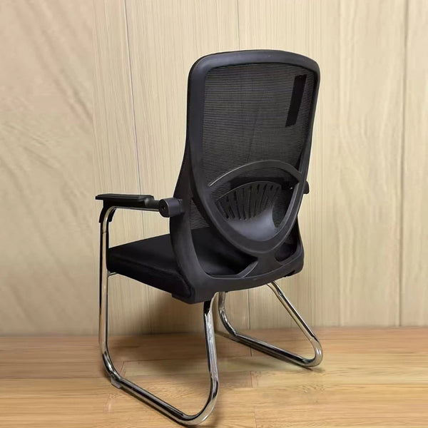 Mesh Back Visitor Office Chair with Armrests showcasing breathable design and ergonomic backrest for comfort.