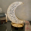 Luxury Crystal Star and Moon Rechargeable LED Table Lamp showcasing a decorative moon design with a warm glow.