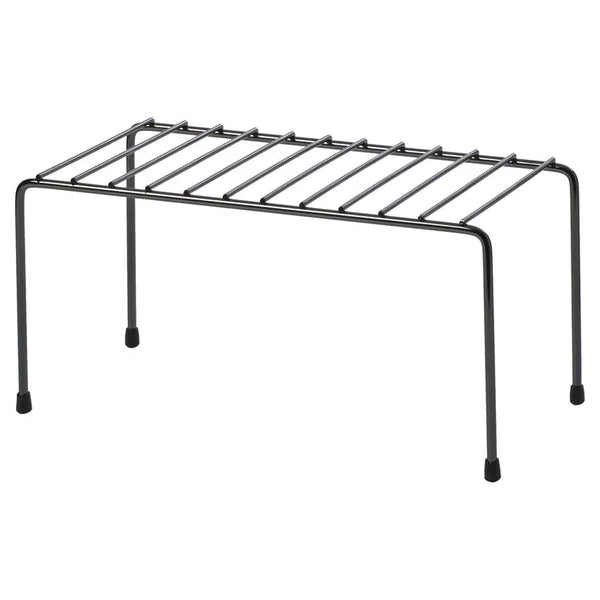 Single Layer Kitchen Metal Shelf Organizer for storing plates and spice jars, featuring an open-wire design.