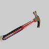Polished 16oz Claw Hammer with Shock-Reduction Grip featuring an American flag design on the handle.