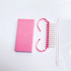 Portable Manicure 6-piece Set tools including a pink buffer, hook brush, and glass nail file.
